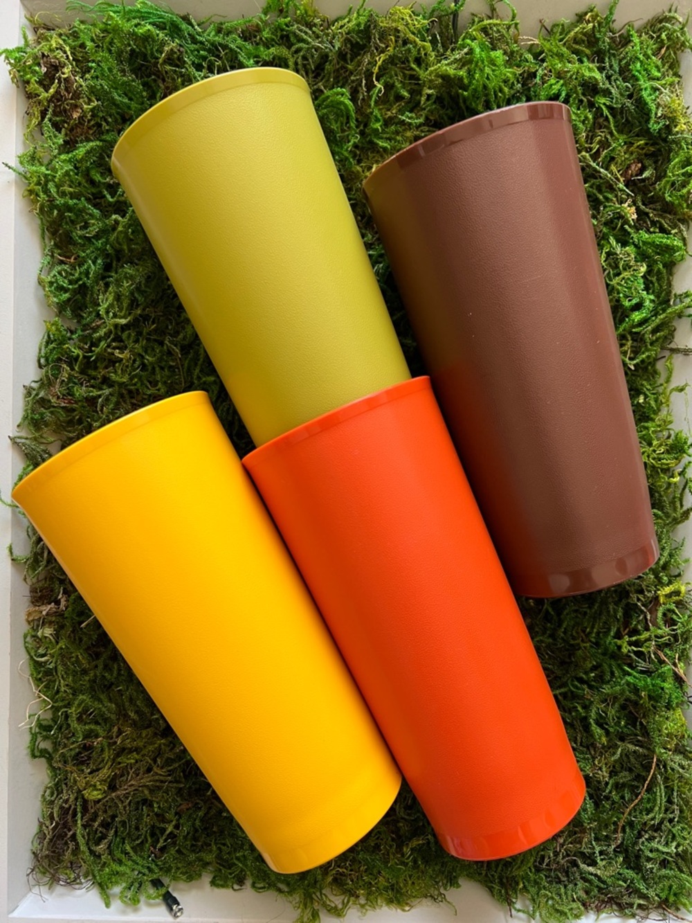 VINTAGE Tupperware Tumblers set of 4 Large size Harvest Colours 70s 80s